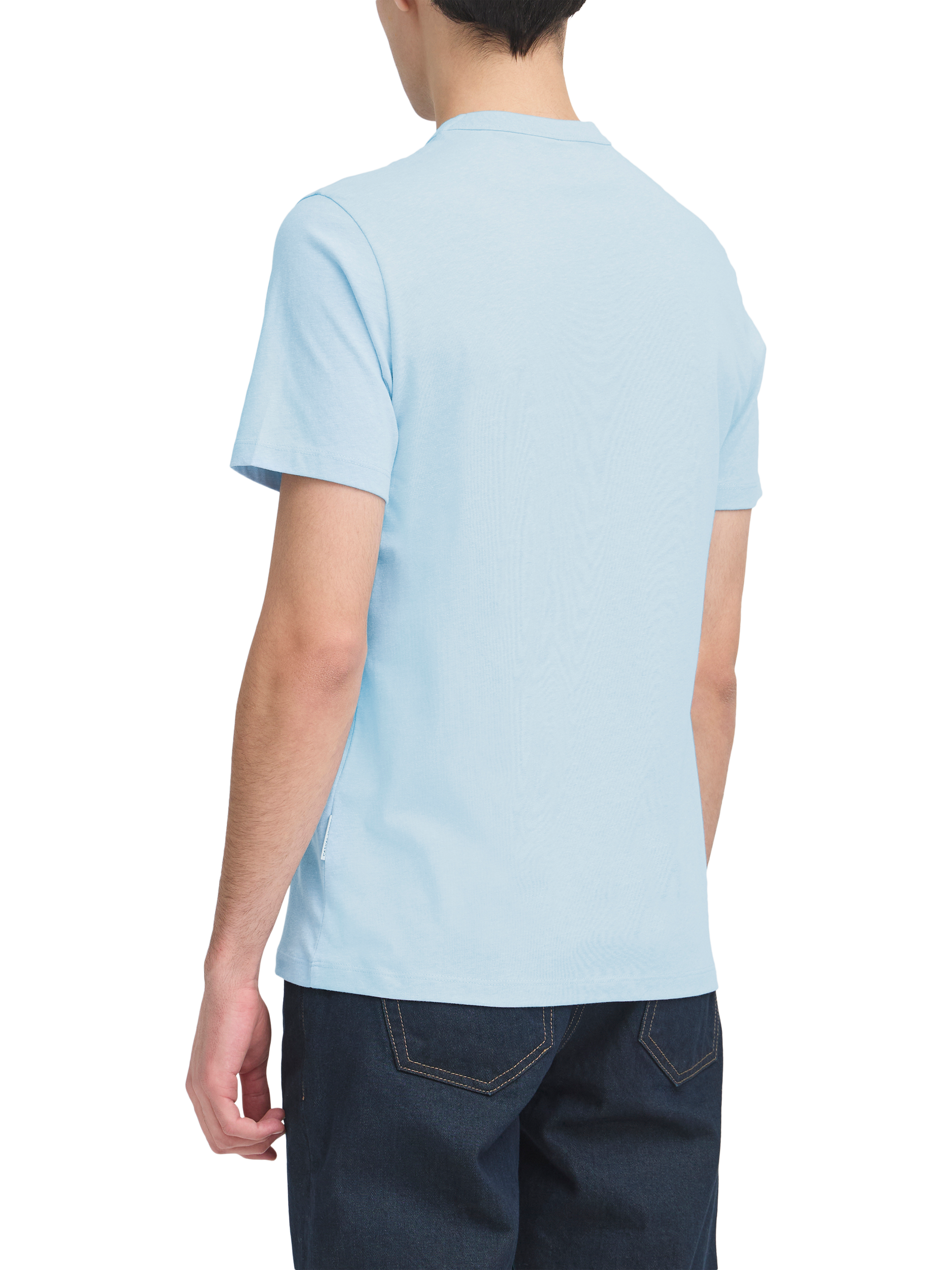 Product image 2 of 7, which shows Casual Friday Jasper Cotton Regular Fit Short Sleeve T-Shirt, Mid Blue, S