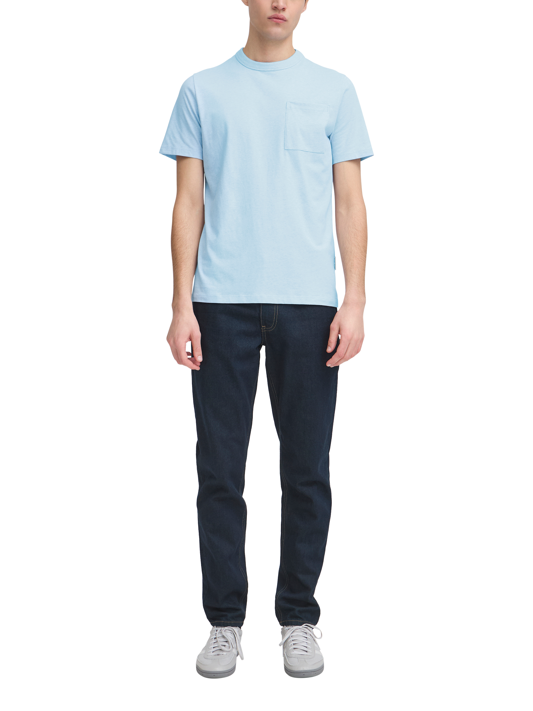 Product image 3 of 7, which shows Casual Friday Jasper Cotton Regular Fit Short Sleeve T-Shirt, Mid Blue, S