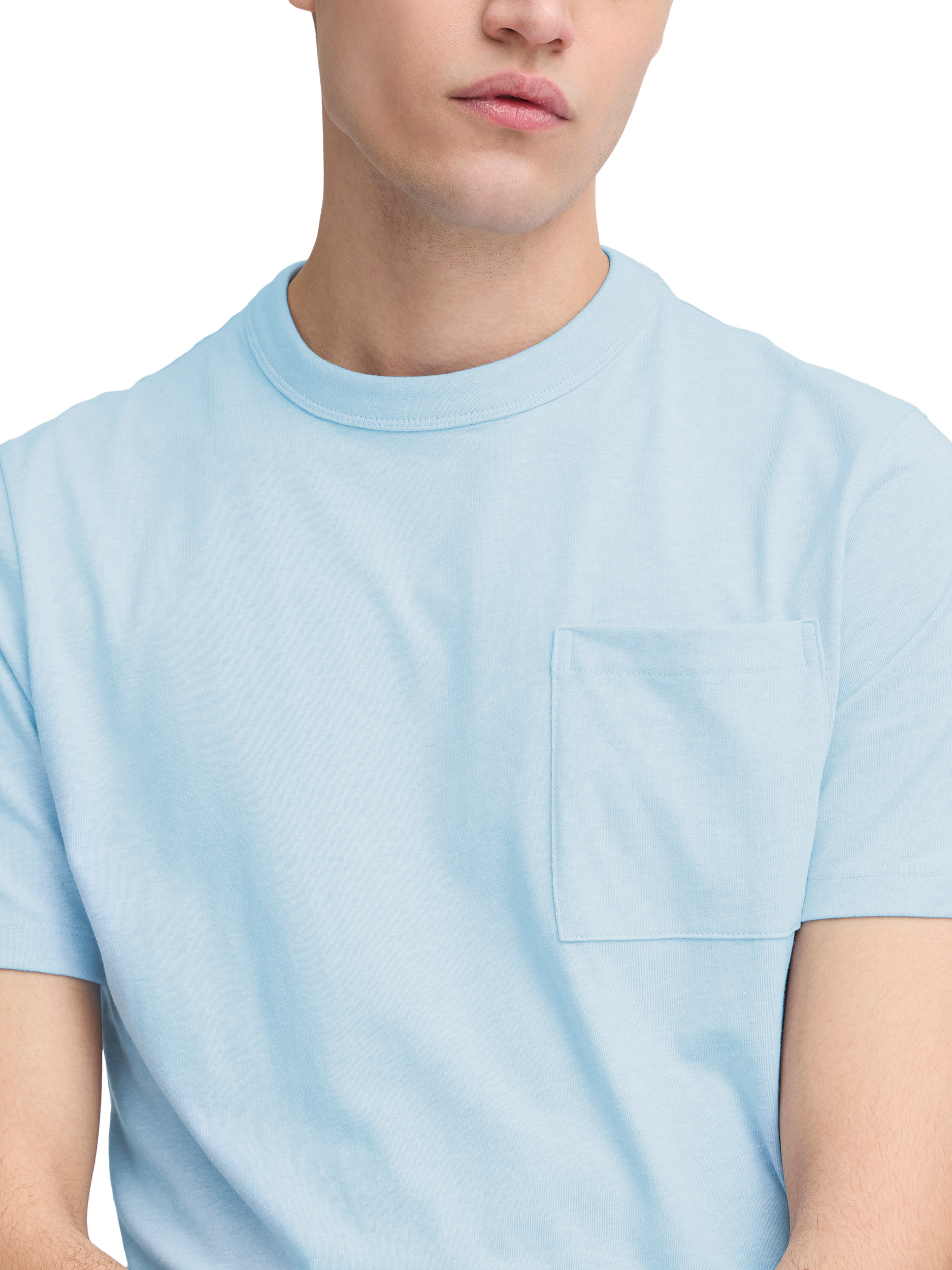 Product image 4 of 7, which shows Casual Friday Jasper Cotton Regular Fit Short Sleeve T-Shirt, Mid Blue, S