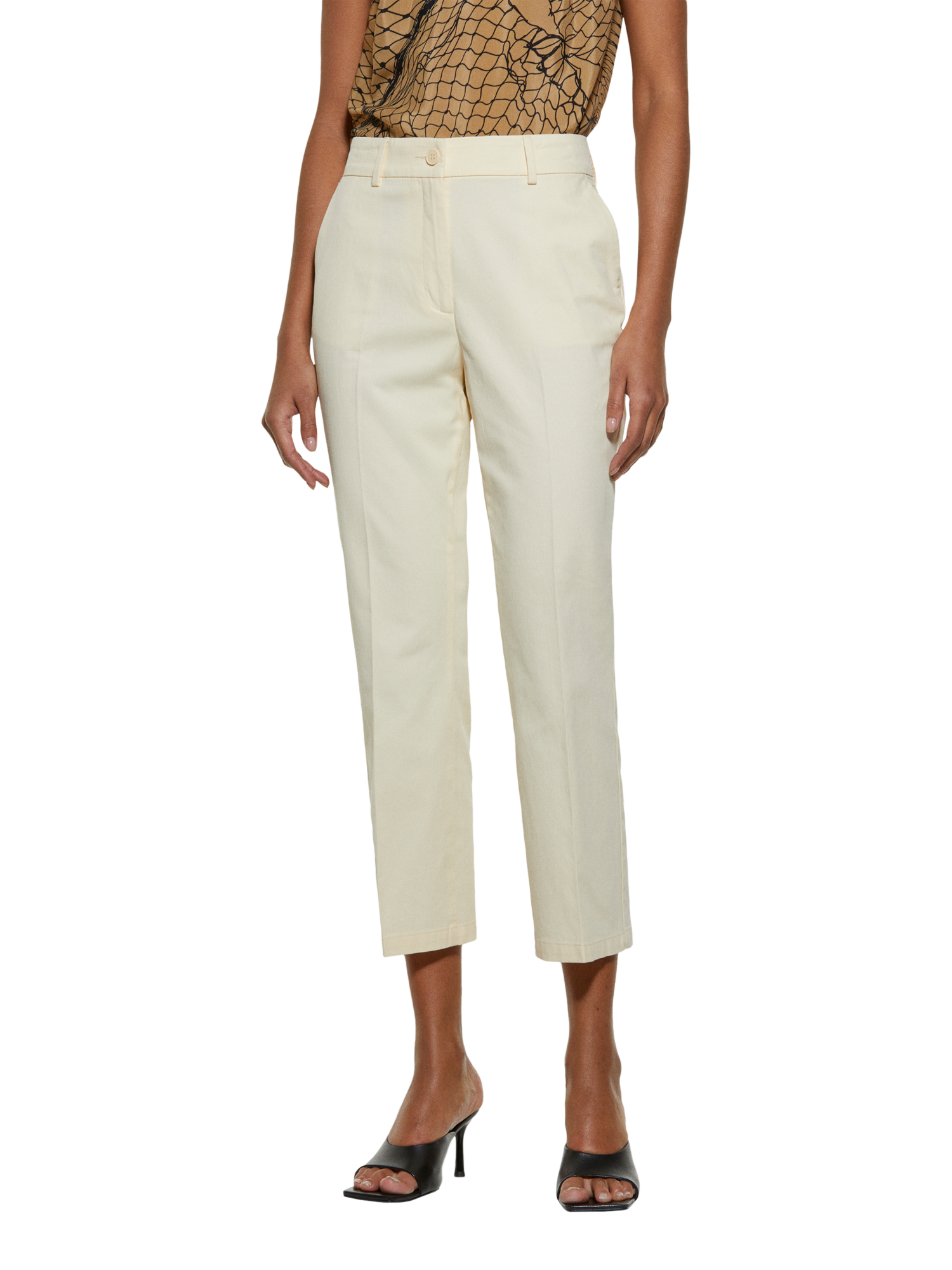 Product image 1 of 3, which shows SISLEY High Waist Cropped Trousers, Beige, 12