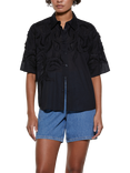 SISLEY Embroidered Short Sleeve Shirt, Black