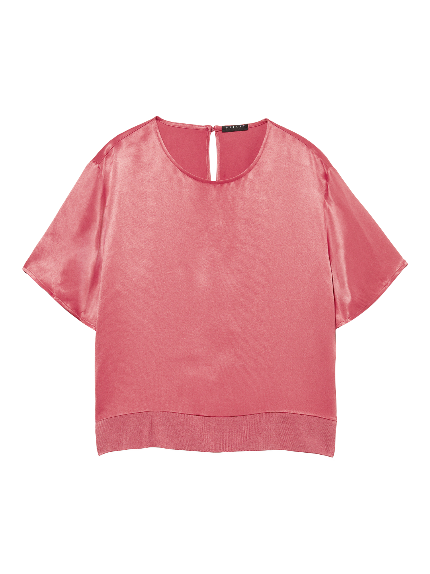 Product image 4 of 4, which shows SISLEY Crew Neck Satin Top, Red, XS
