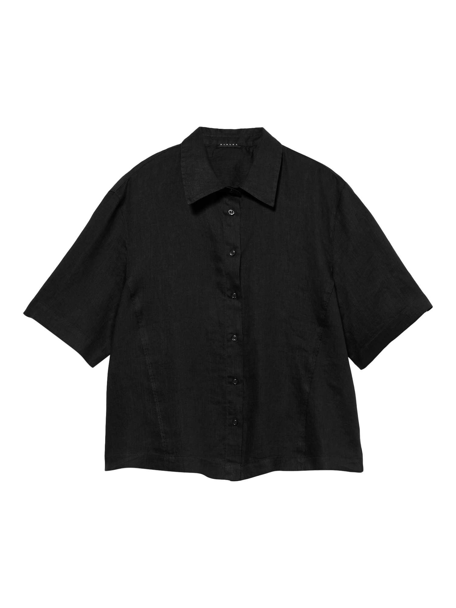 Product image 3 of 3, which shows SISLEY Short Sleeve Pure Linen Shirt, Black, L
