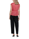 SISLEY V-Neck Gathered Sleeveless Top, Pale Red