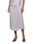 SISLEY Tie Detail Wrap Satin Midi Skirt, Grey