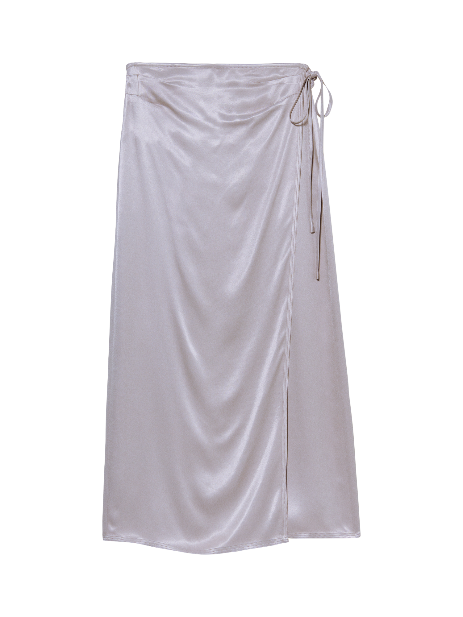 Product image 5 of 5, which shows SISLEY Tie Detail Wrap Satin Midi Skirt, Grey, 8