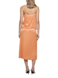 SISLEY Tie Detail Wrap Satin Midi Skirt, Orange