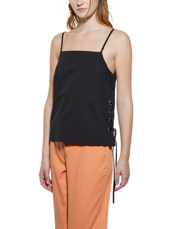 SISLEY Lace Up Side Camisole Top, Black, Black