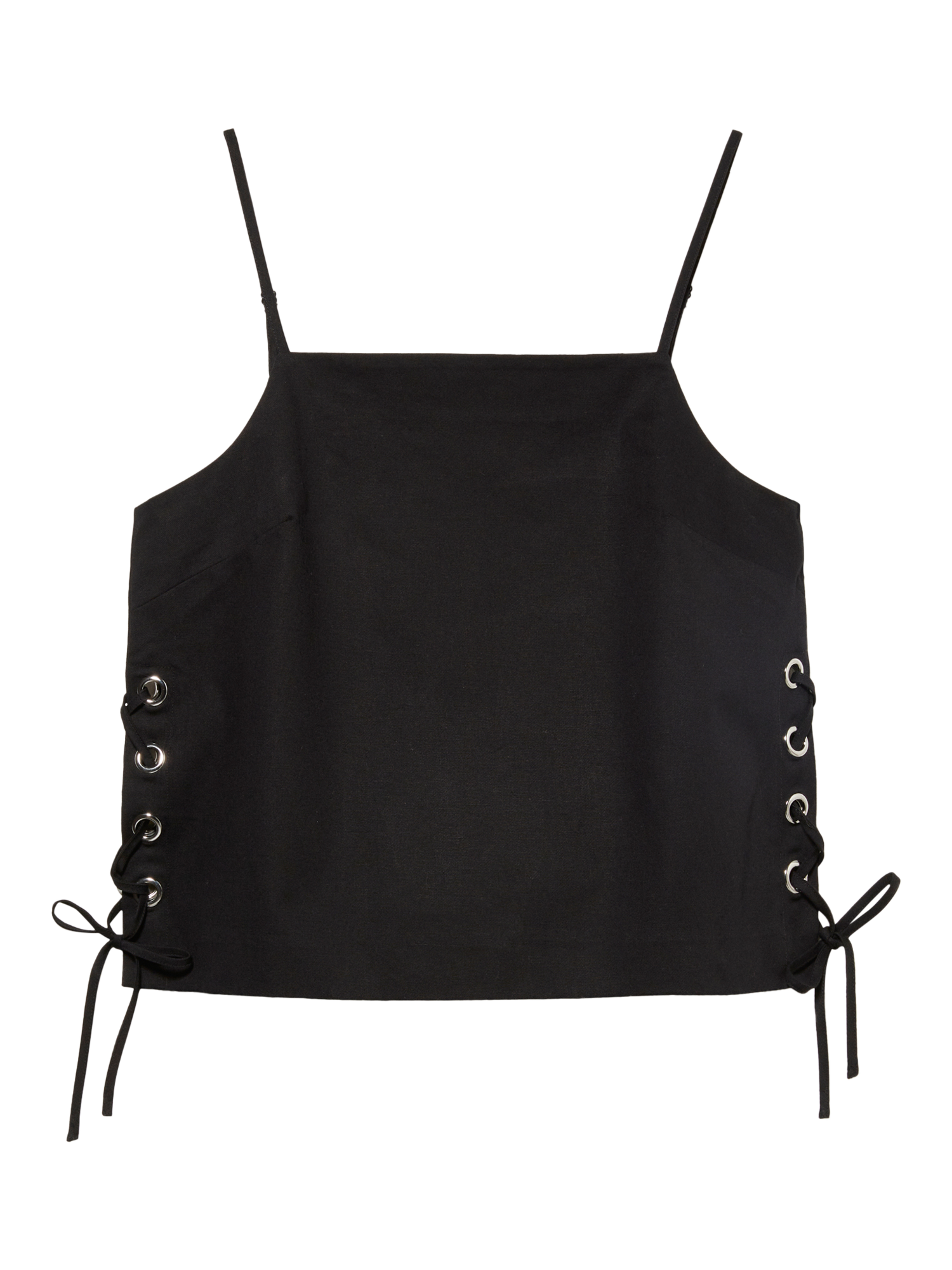 Product image 5 of 5, which shows SISLEY Lace Up Side Camisole Top, Black, XS