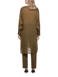 SISLEY V-Neck Longline Shirt, Khaki