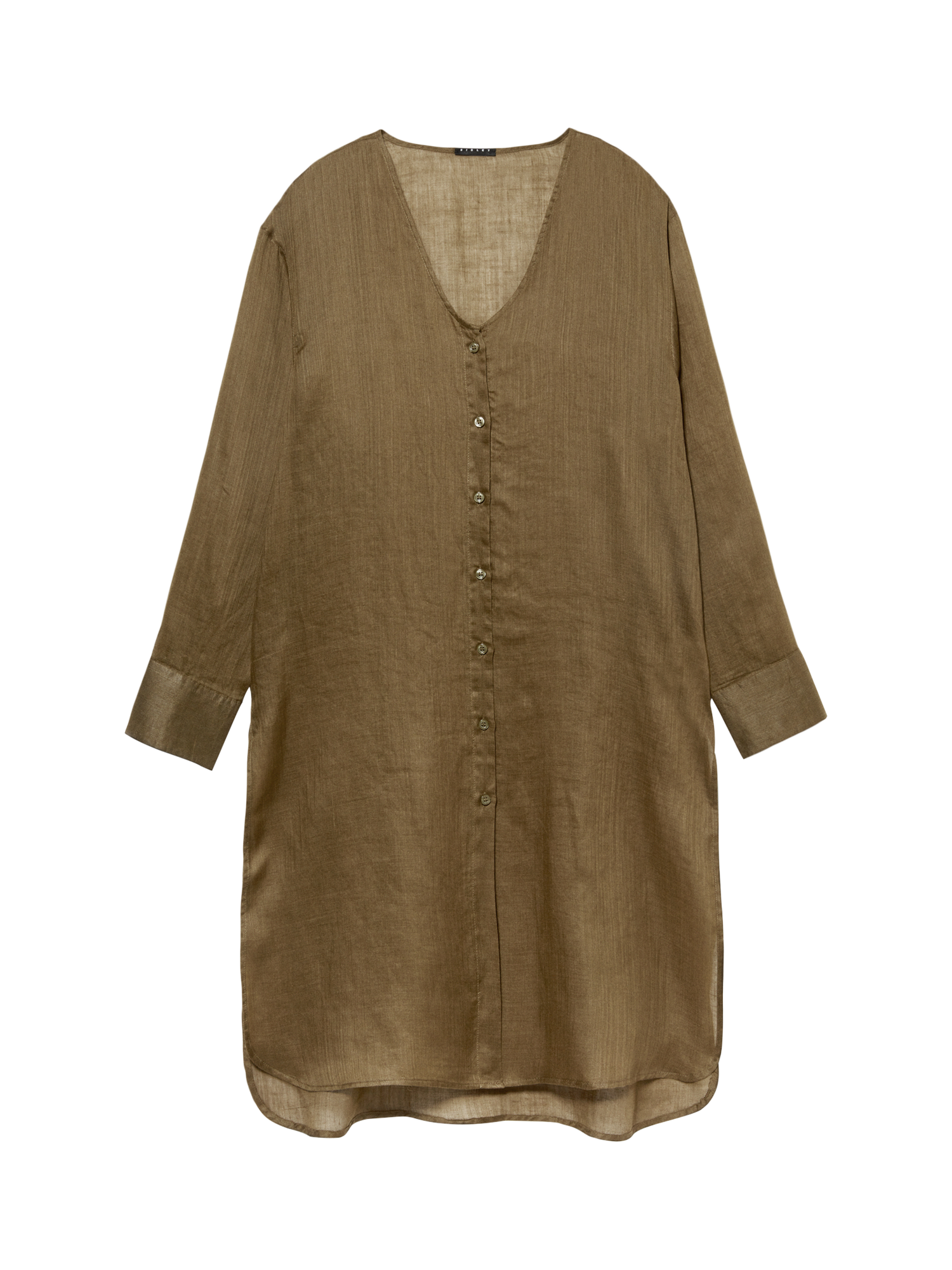 Product image 5 of 5, which shows SISLEY V-Neck Longline Shirt, Khaki, L