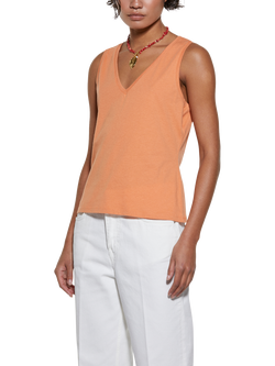 SISLEY V-Neck Jersey Vest Top, Orange, Orange
