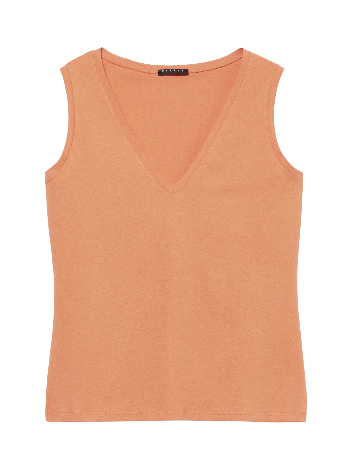 Product image 5 of 5, which shows SISLEY V-Neck Jersey Vest Top, Orange, XS