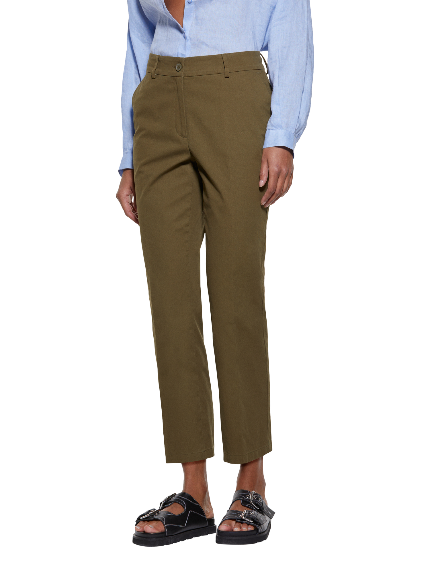 Product image 1 of 5, which shows SISLEY High Waist Cropped Trousers, Green, 8