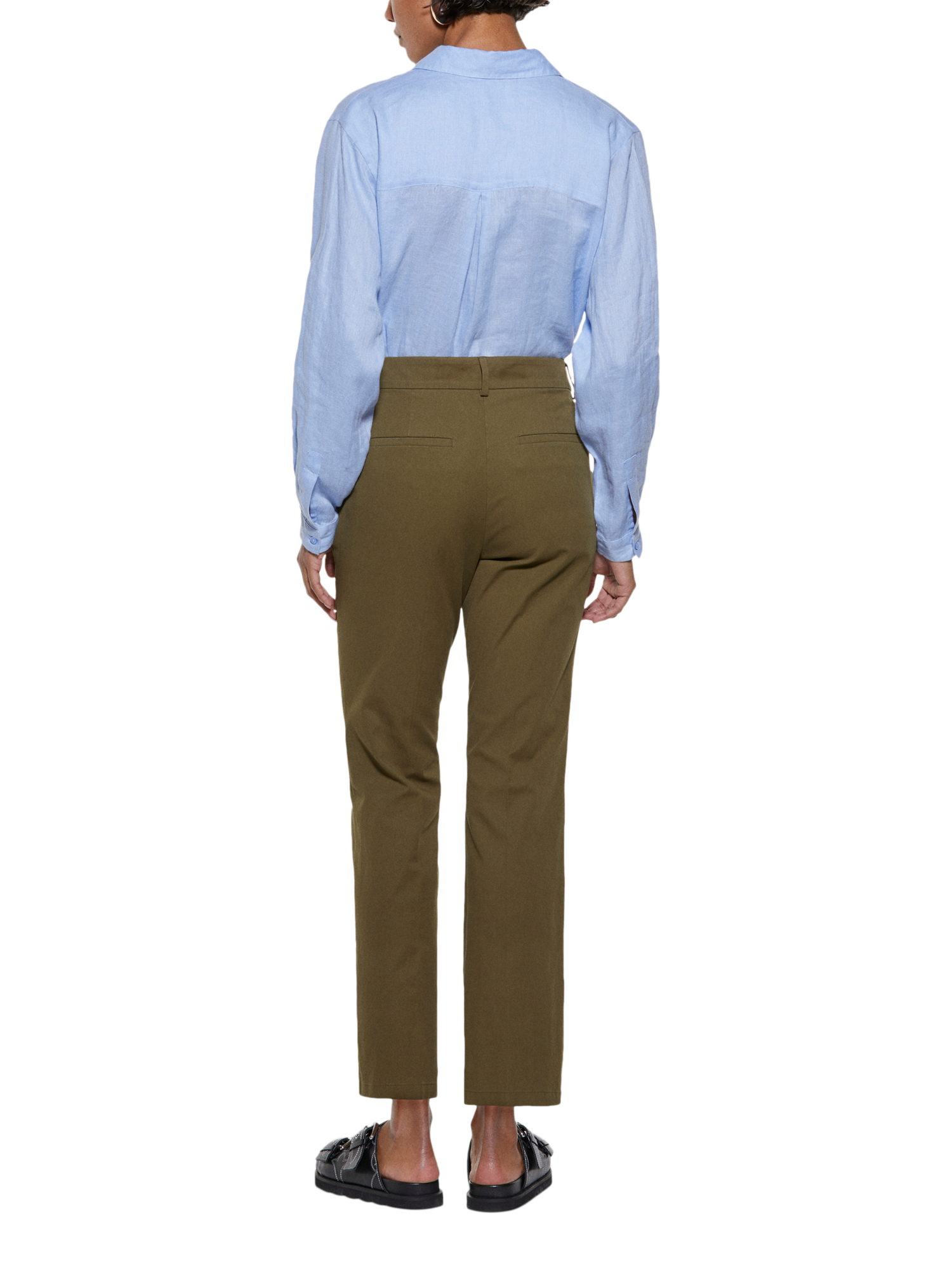 Product image 2 of 5, which shows SISLEY High Waist Cropped Trousers, Green, 8
