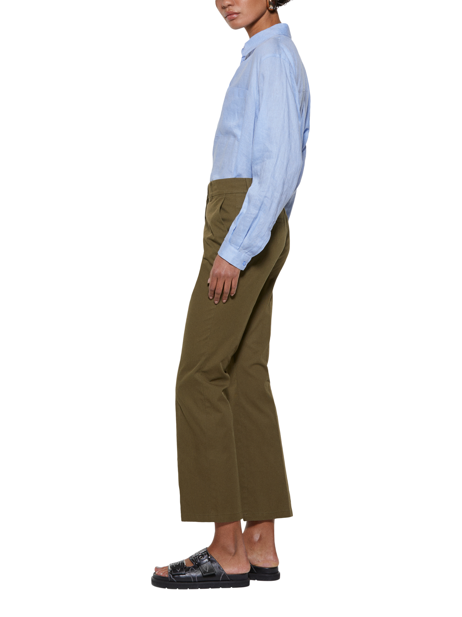 Product image 4 of 5, which shows SISLEY High Waist Cropped Trousers, Green, 8