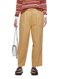 SISLEY Relaxed Cropped Pure Linen Trousers, Beige