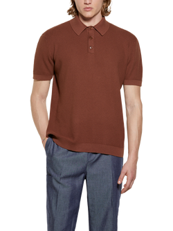 SISLEY Short Sleeve Cotton Polo Shirt, Brown
