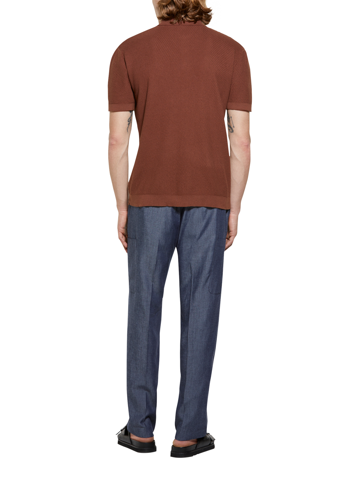 Product image 2 of 5, which shows SISLEY Short Sleeve Cotton Polo Shirt, Brown, S