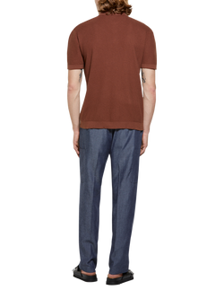 SISLEY Short Sleeve Cotton Polo Shirt - view 2, Brown