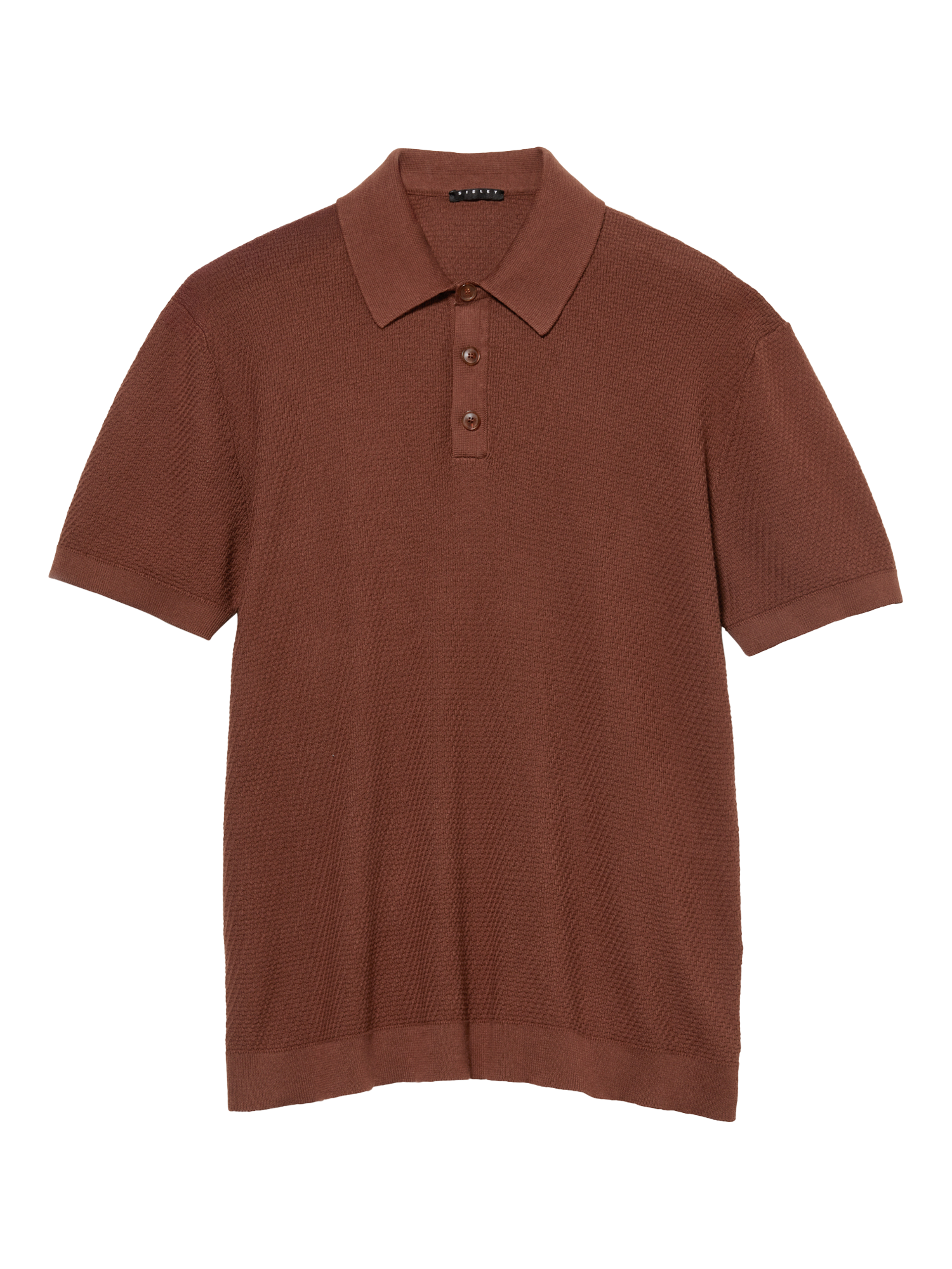 Product image 5 of 5, which shows SISLEY Short Sleeve Cotton Polo Shirt, Brown, S