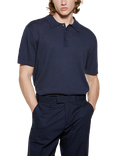 SISLEY Short Sleeve Cotton Linen Blend Polo Shirt