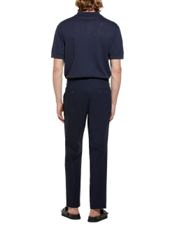 SISLEY Short Sleeve Cotton Linen Blend Polo Shirt - view 2, Navy