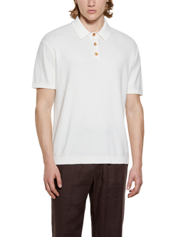 SISLEY Short Sleeve Cotton Polo Shirt, White