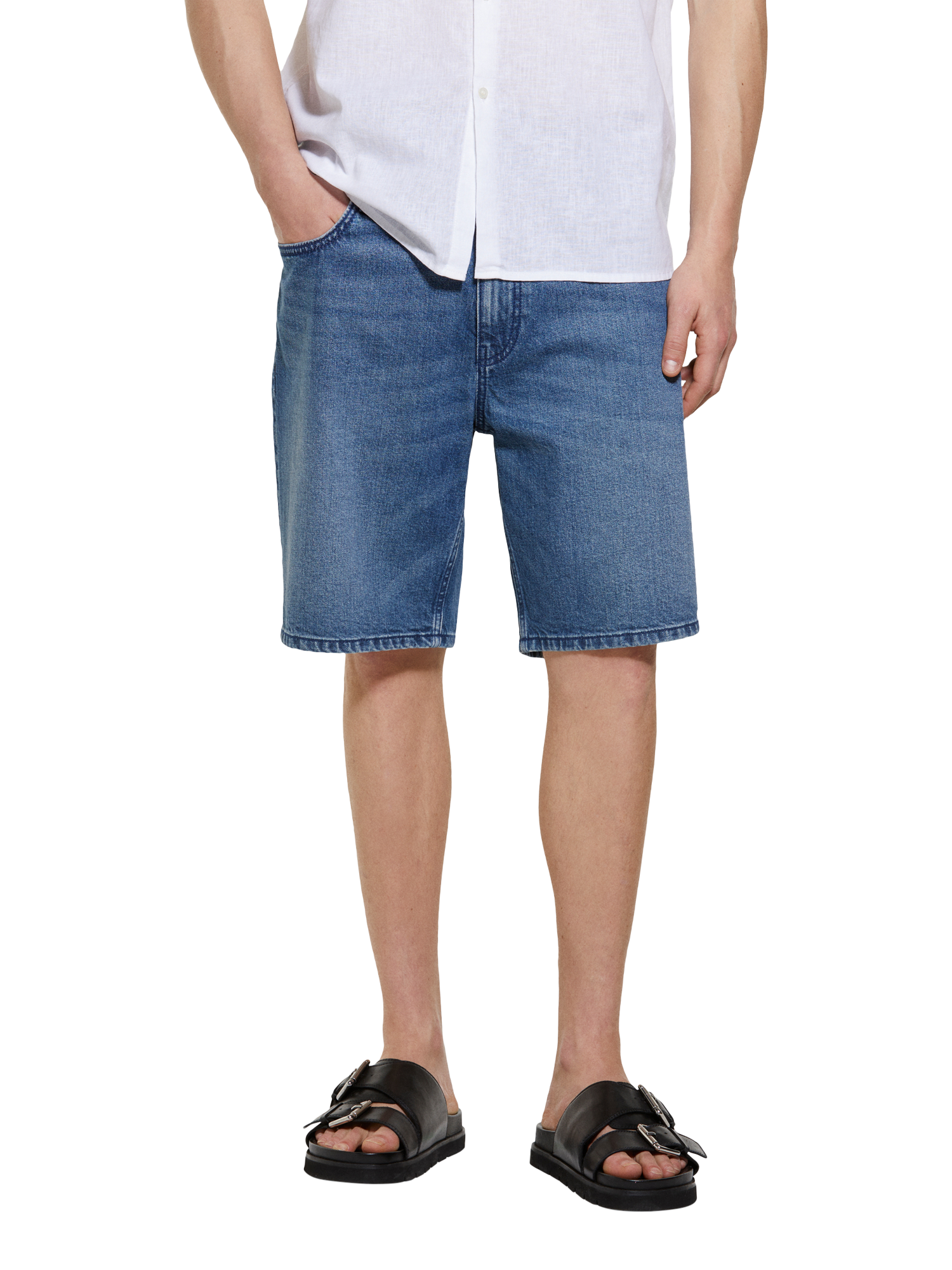 Product image 1 of 6, which shows SISLEY Denim Bermuda Shorts, Blue, 30S