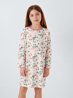 John Lewis Kids' Long Sleeved Printed Nightdress, White Multi, White Multi