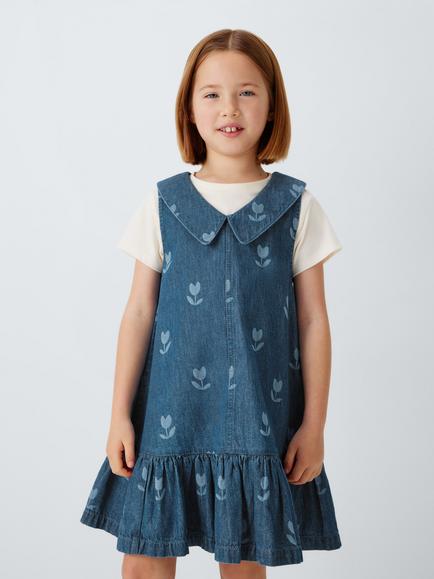 John Lewis Kids' Tulip Denim Dress, Blue, Lblud, Dblue