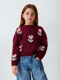 John Lewis Kids' Crew Neck Tulip Jumper, Pink, Pink