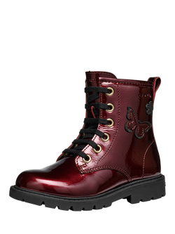 Geox Kids' Shaylax Leather Lace Up Ankle Boots - view 2, Bordeaux