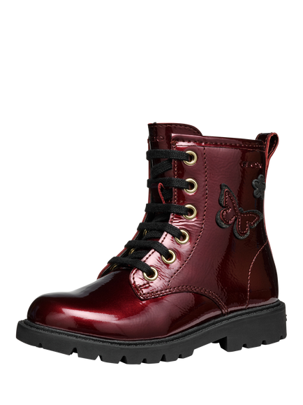 Geox Kids' Shaylax Leather Lace Up Ankle Boots - view 2, Bordeaux