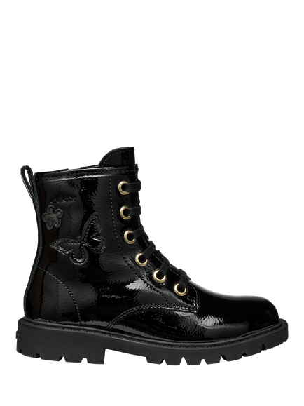 Geox Kids' Shaylax Leather Lace Up Ankle Boots, Black
