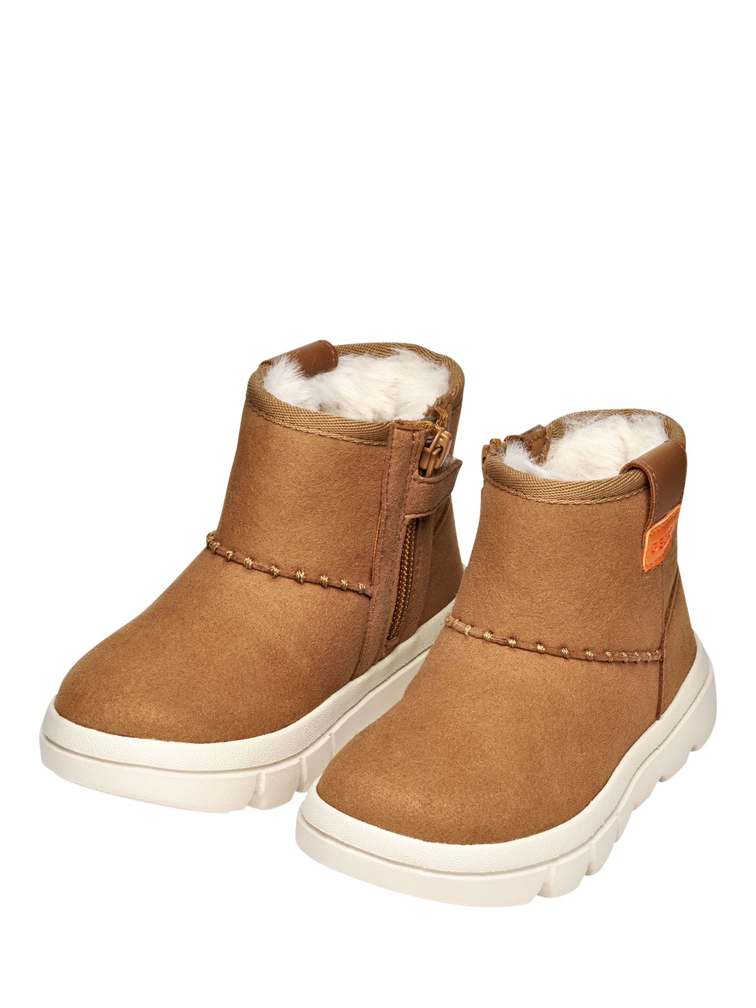 Product image 3 of 10, which shows Geox Kids' Willaboom Zipped Ankle Boots, Whisky, EU24