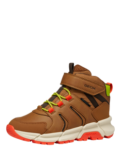 Geox Kids' Flexyper Plus ABX Ankle Boots, Brown/Orange - view 2, Brown/Orange