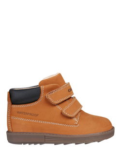 Geox Kids' Hynde WPF Nubuck Leather Ankle Boots, Biscuit, Biscuit
