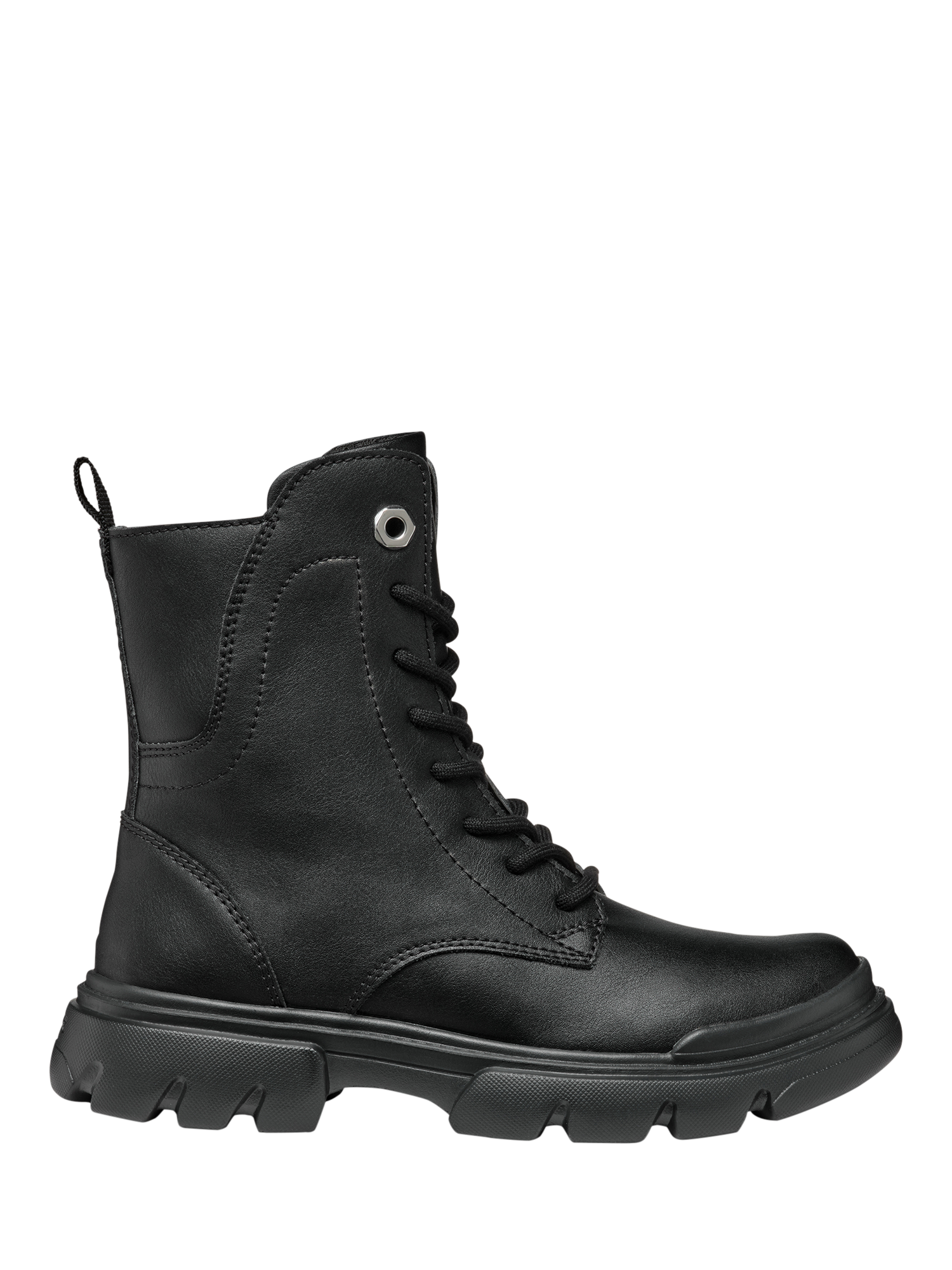 Product image 1 of 10, which shows Geox Kids' Junette Elasticated Lace Up Ankle Boots, Black, EU31