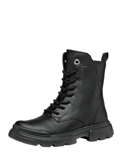 Geox Kids' Junette Elasticated Lace Up Ankle Boots, Black - view 2, Black