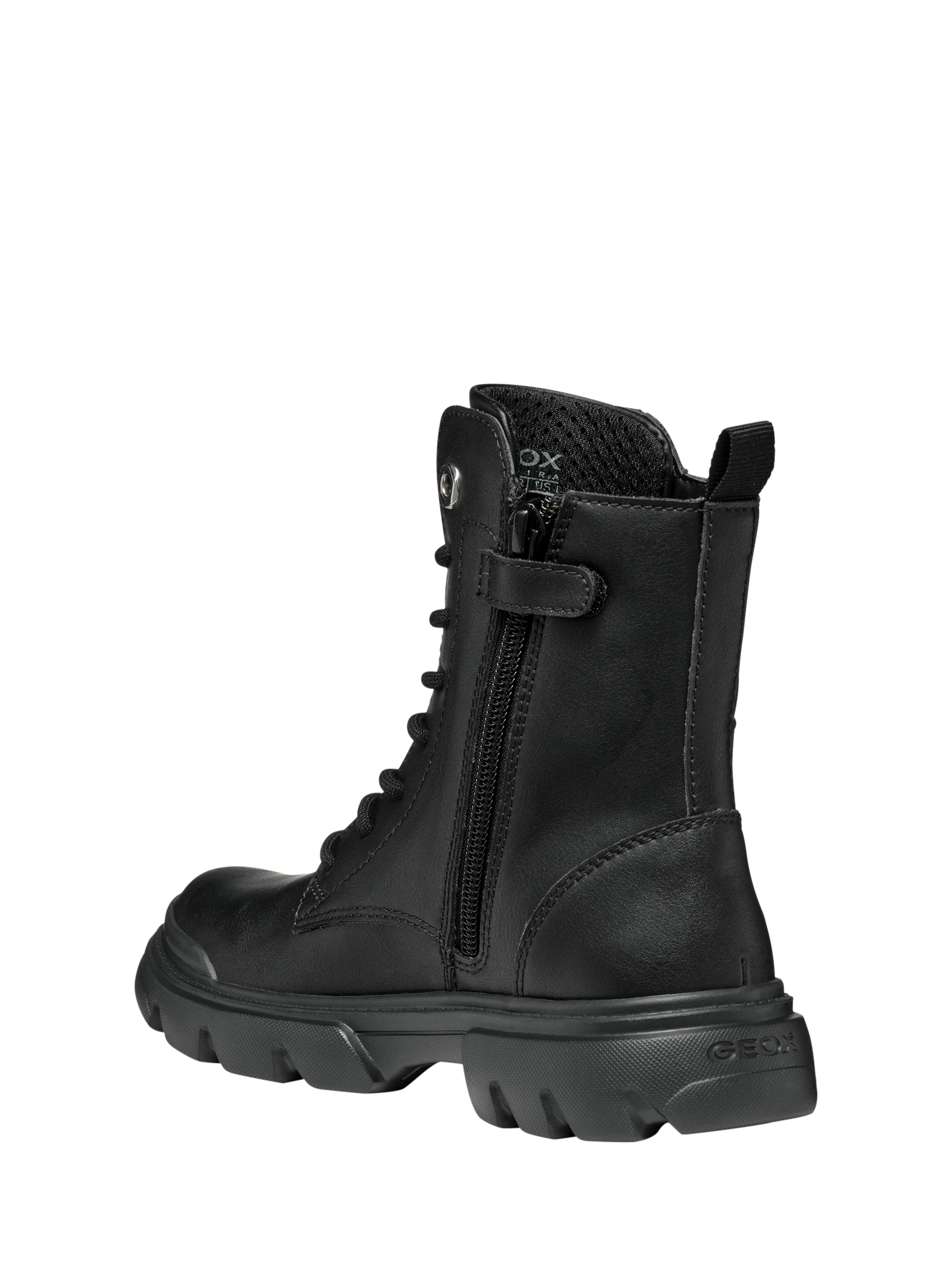 Product image 6 of 10, which shows Geox Kids' Junette Elasticated Lace Up Ankle Boots, Black, EU31