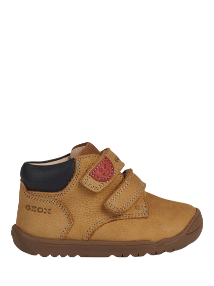 Geox Kids' Macchia Leather Adhesive Shoes, Biscuit, Biscuit