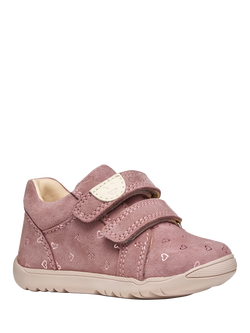 Geox Kids' Macchia Suede Shoes, Rose - view 2, Rose