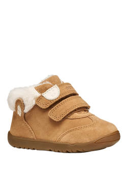 Geox Kids' Macchia Suede Shoes, Whisky - view 2, Whisky