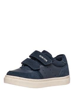 Geox Kids' Nashik Suede Low Cut Trainers, Navy - view 2, Navy