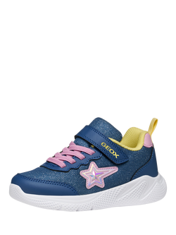 Geox Kids' Sprintye Low Cut Trainers, Avio/Pink - view 2, Avio/Pink