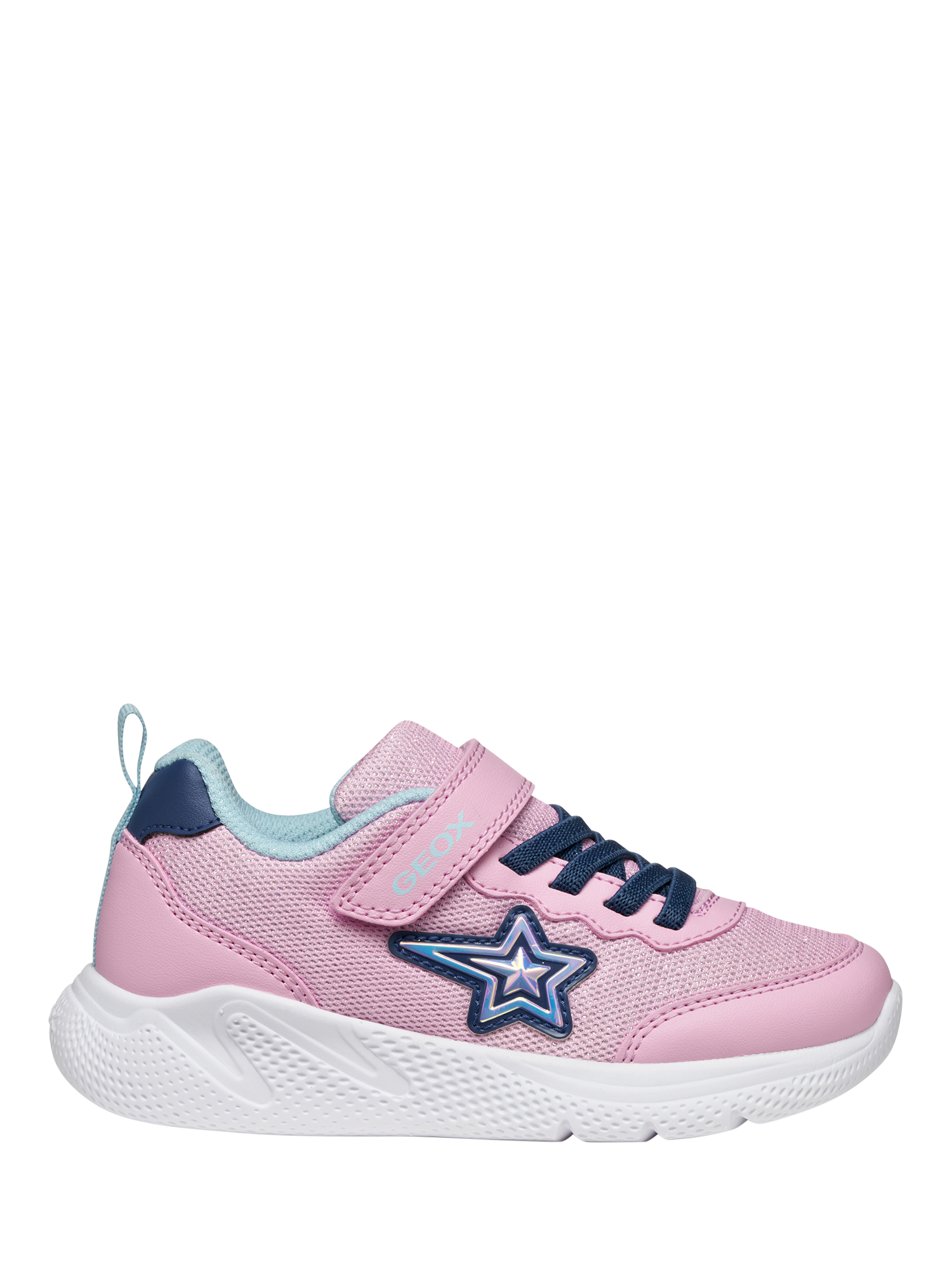 Product image 1 of 10, which shows Geox Kids' Sprintye Low Cut Trainers, Pink/Avio, EU32