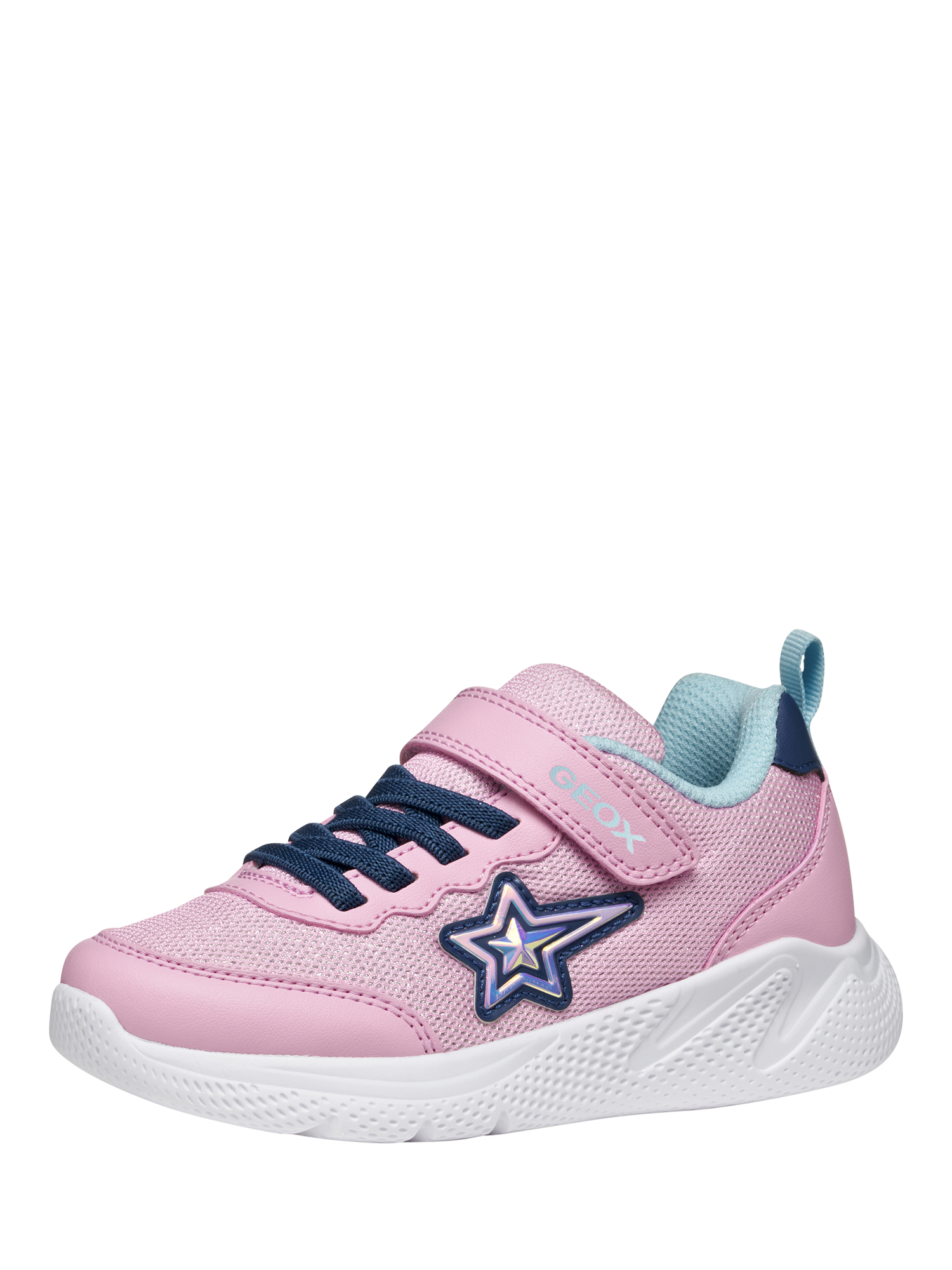 Product image 2 of 10, which shows Geox Kids' Sprintye Low Cut Trainers, Pink/Avio, EU32