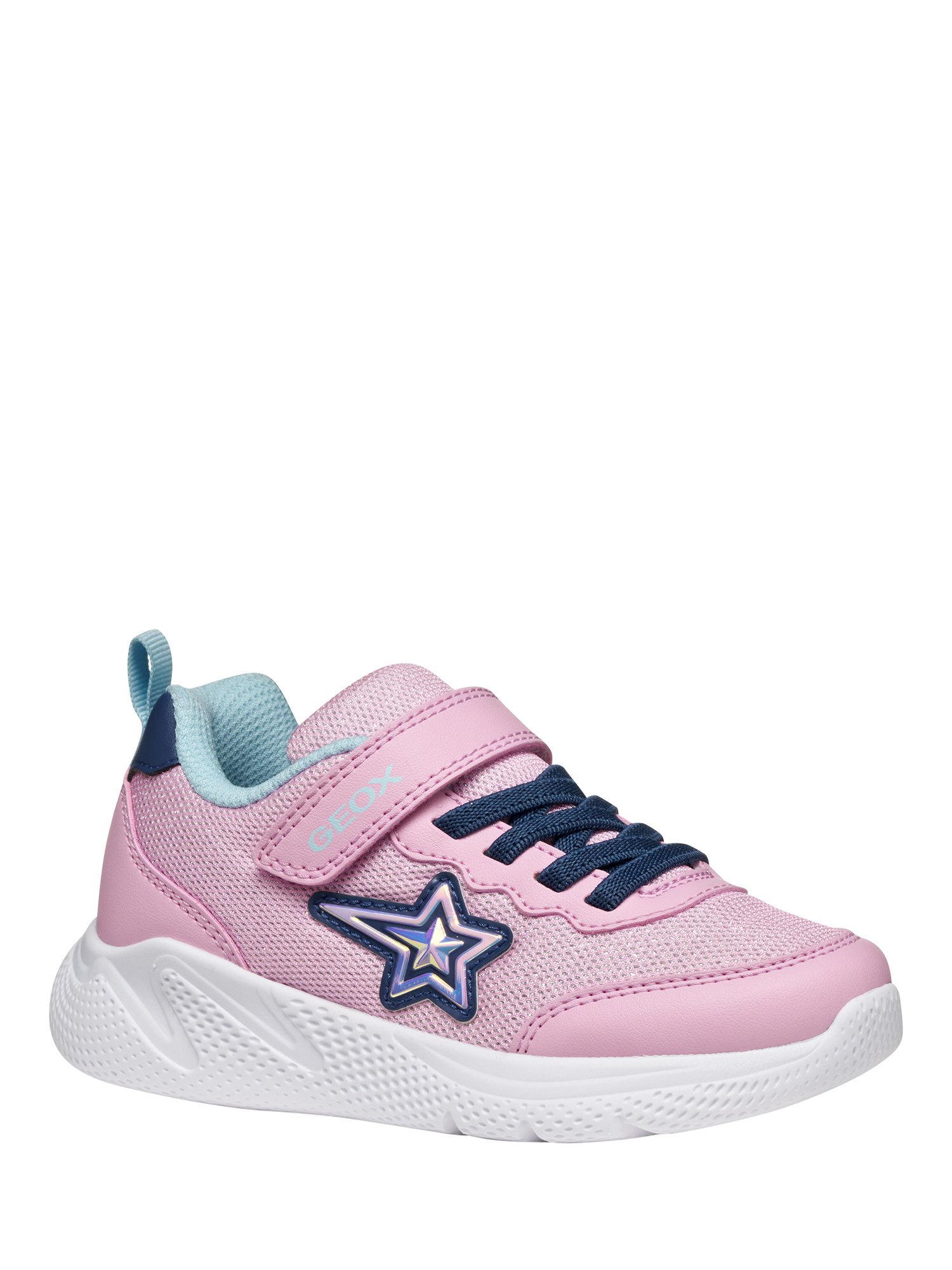Product image 5 of 10, which shows Geox Kids' Sprintye Low Cut Trainers, Pink/Avio, EU32