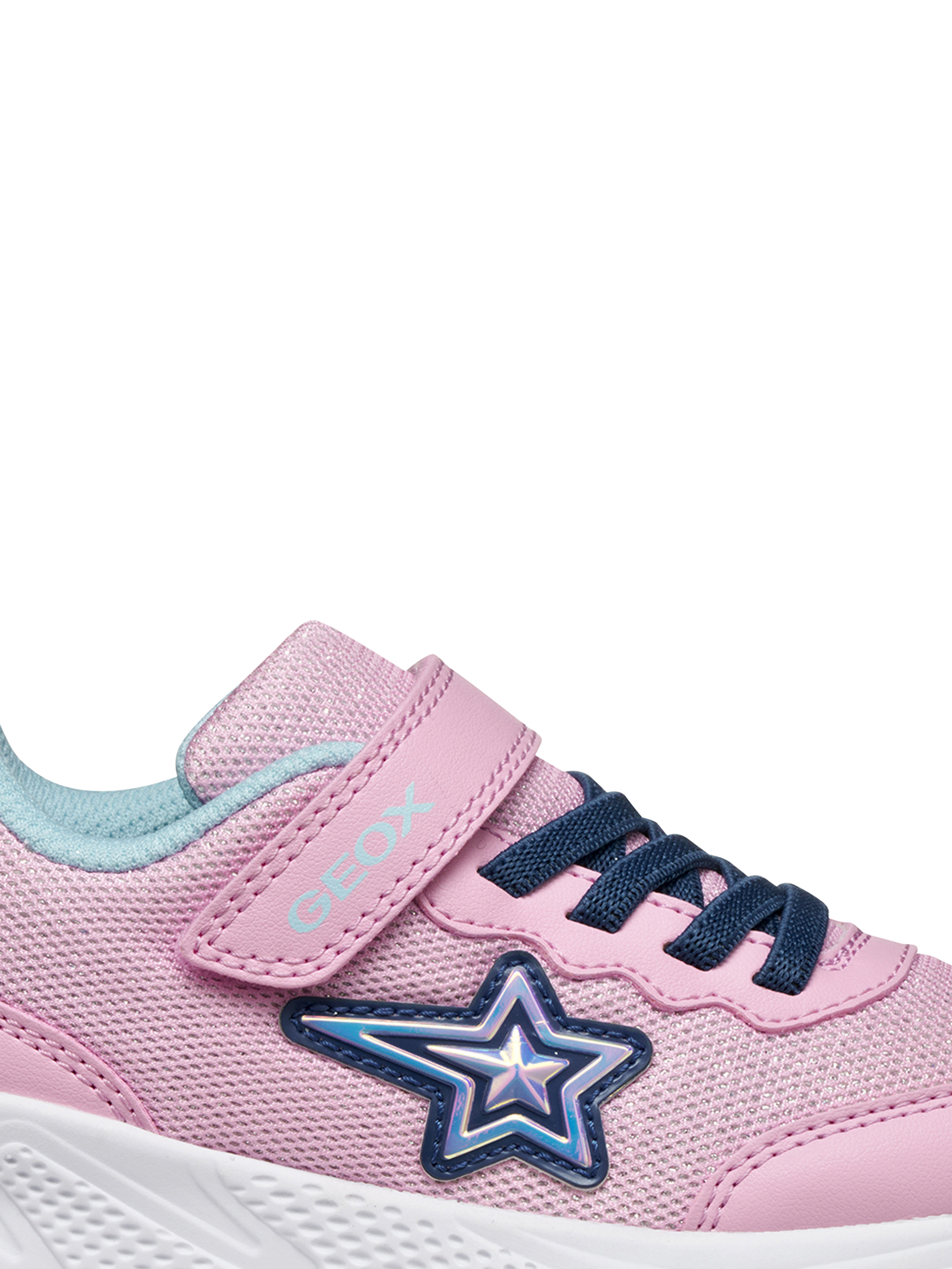 Product image 10 of 10, which shows Geox Kids' Sprintye Low Cut Trainers, Pink/Avio, EU32
